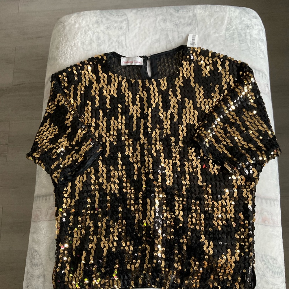 Sequin Black and Gold Women's Blouse